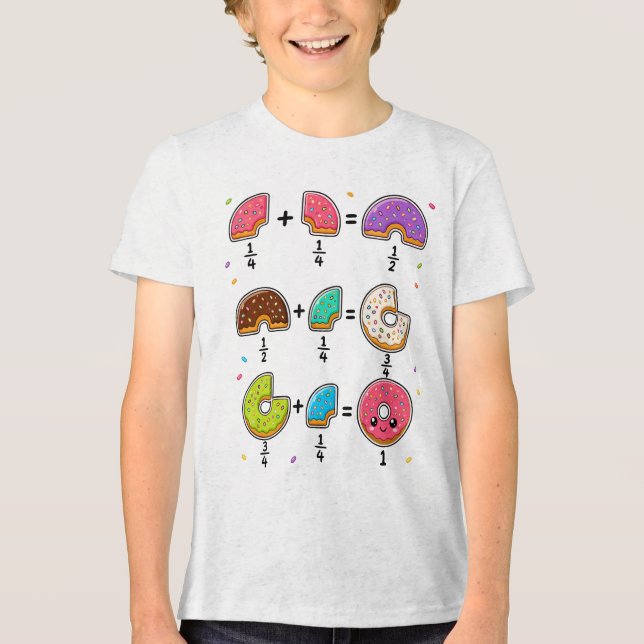Doughnut Fractions Learning Math Humour Tri-Blend Shirt (Front)