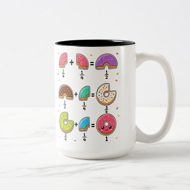 Doughnut Fractions Learning Math Humour Two-Tone Coffee Mug (Right)