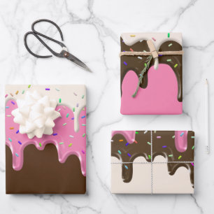 Doughnut Frosting Icing Sprinkles Wrapping Paper Sheet