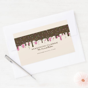 Doughnut Frosting Sprinkles Baker Bakery Rectangular Sticker