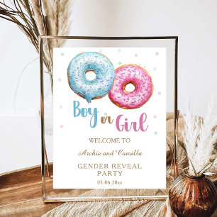 Doughnut Gender Reveal Boy Or Girl Party Poster