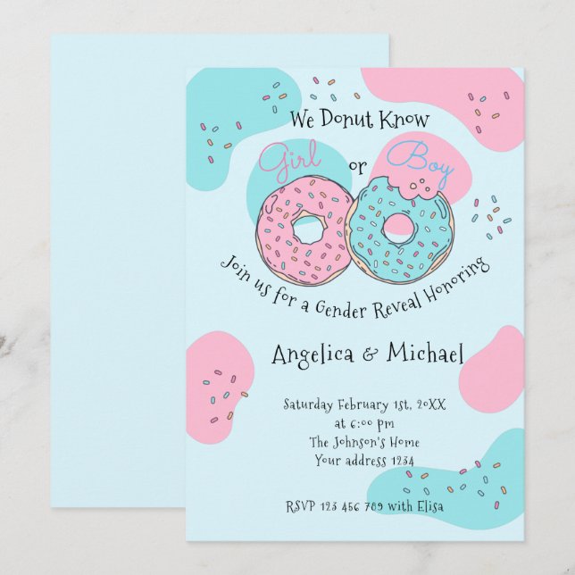 Doughnut Gender Reveal Invitation (Front/Back)