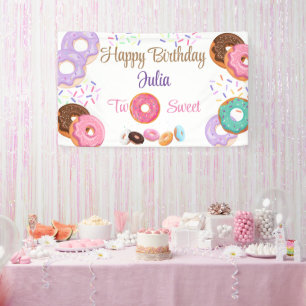 Doughnut girl 2nd birthday banner