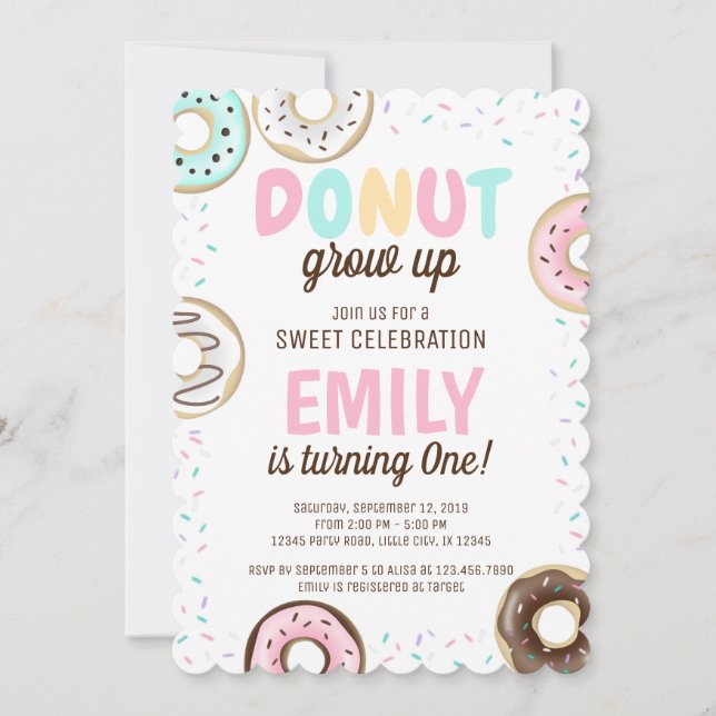 Doughnut Girl Sweet Birthday invitation (Front)