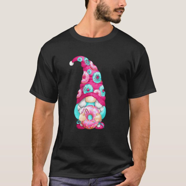 Doughnut Gnome With Cute Pattern For Gardener And  T-Shirt (Front)