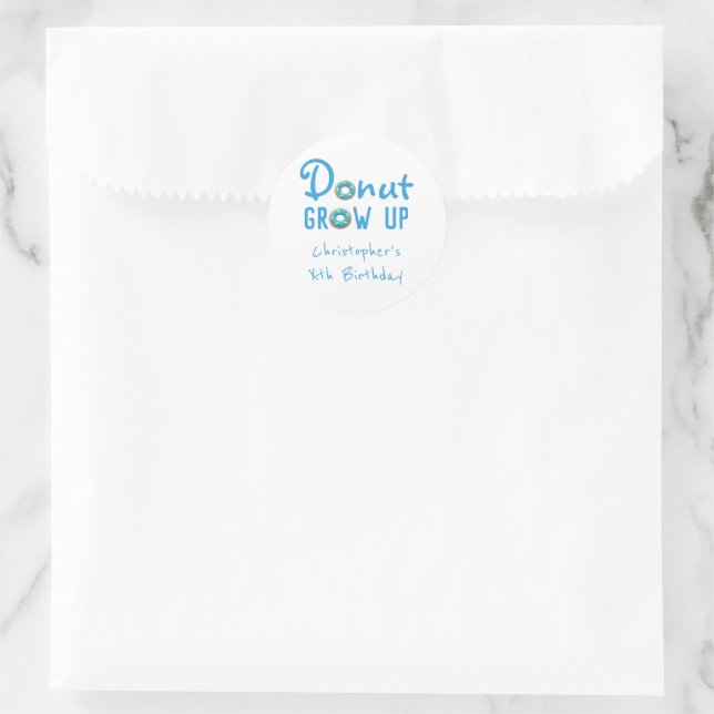 Doughnut Grow Up Birthday Classic Round Sticker (Bag)