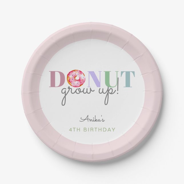 Doughnut Grow Up Birthday Cute Pastel doughnut par Paper Plate (Front)