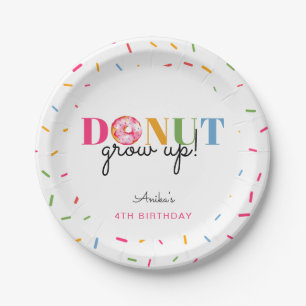 Doughnut Grow Up Birthday Cute sprinkles party Paper Plate