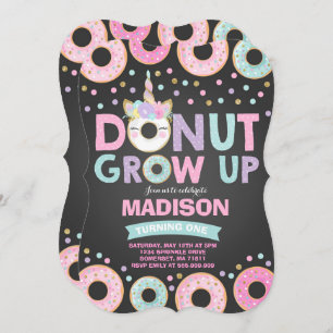 Doughnut Grow Up Birthday Invitation Doughnut & Un