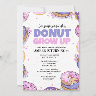 Doughnut Grow Up Birthday Invitation Template Any