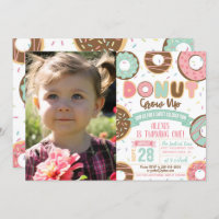 Doughnut Grow Up Birthday Invitation with Photo