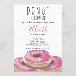 Doughnut grow up birthday party invitation