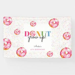 Doughnut grow up Birthday watercolor rainbow sprin Banner