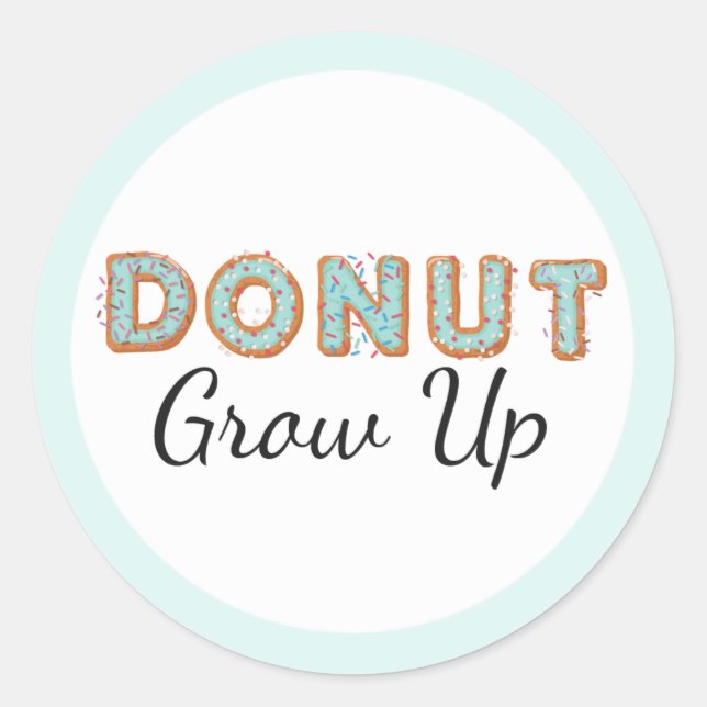Doughnut Grow Up Blue Iced Baby First Birthday Classic Round Sticker (Front)
