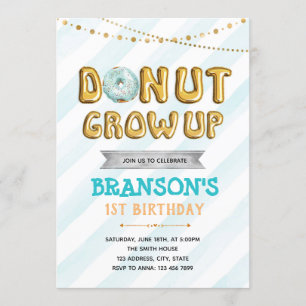 Doughnut grow up boy party invitation