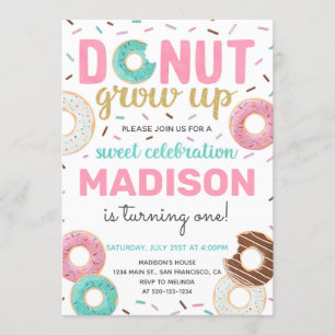 Doughnut Grow Up Doughnut Birthday Invitation