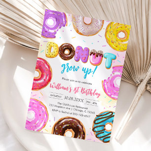 Doughnut Grow Up Doughnut Birthday Party Invitatio Invitation