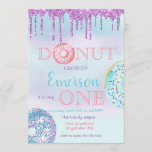 Doughnut, grow up. Doughnut Birthday Party Invitation