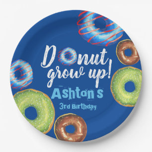 Doughnut Grow Up Doughnut Personalised Birthday Pa Paper Plate