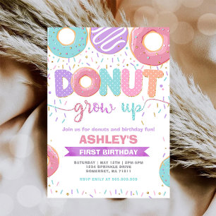 Doughnut Grow Up First 1st Birthday Invitation