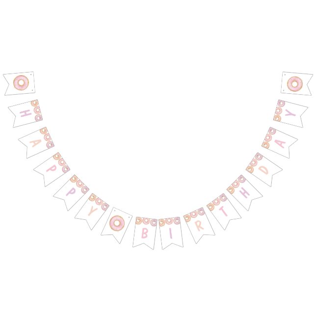 Doughnut Grow Up Happy Birthday Party Bunting Bann (All)