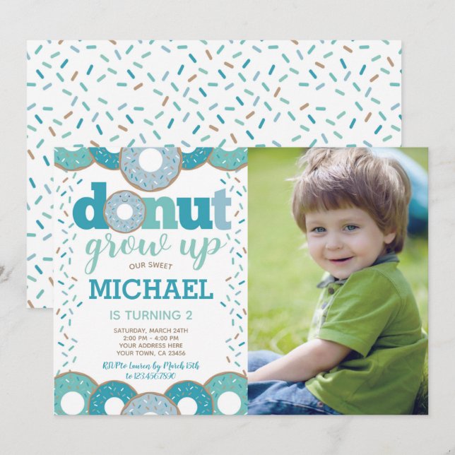 Doughnut Grow Up Invitation (Front/Back)