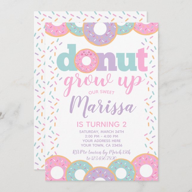 Doughnut Grow Up Invitation (Front/Back)
