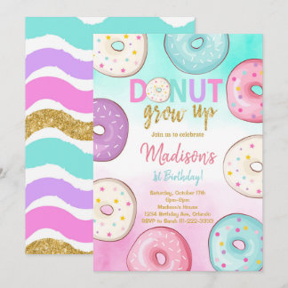 Doughnut Grow Up Kids Birthday Invitation