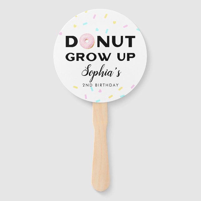 Doughnut Grow Up Kids Birthday Party Hand Fan (Front)