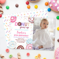 Doughnut Grow Up Watercolor Doughnut Birthday Invi
