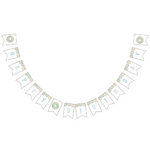 Doughnut Happy Birthday Bunting Banner Blue