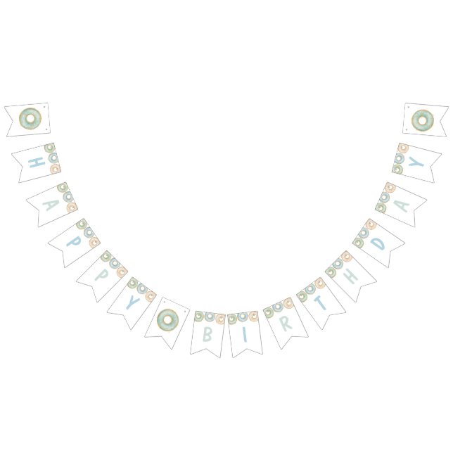 Doughnut Happy Birthday Bunting Banner Blue (All)