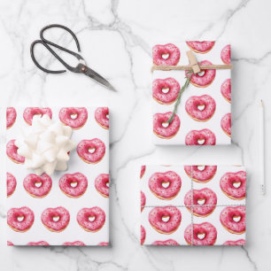 Doughnut Hearts of Love Wrapping Paper Sheet
