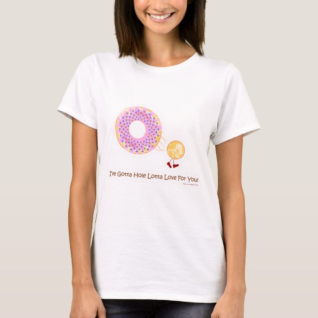 Doughnut Hole Love Funny Breakfast Cartoon T-Shirt (Front)