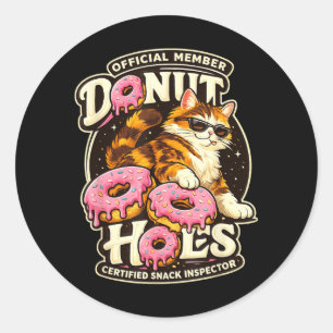 Doughnut Holes Fan Club Funny Cat Food Humour Cat Classic Round Sticker