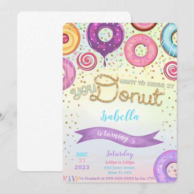 Doughnut Invitation (Front/Back)