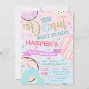 Doughnut Invitation Doughnut Birthday Invitation