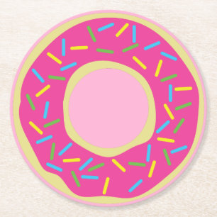 Doughnut Kid's Birthday Party Cute Round Paper Coaster