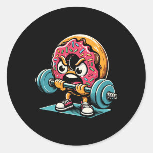 Doughnut Lifting Weights Funny Gym Workout Weightl Classic Round Sticker