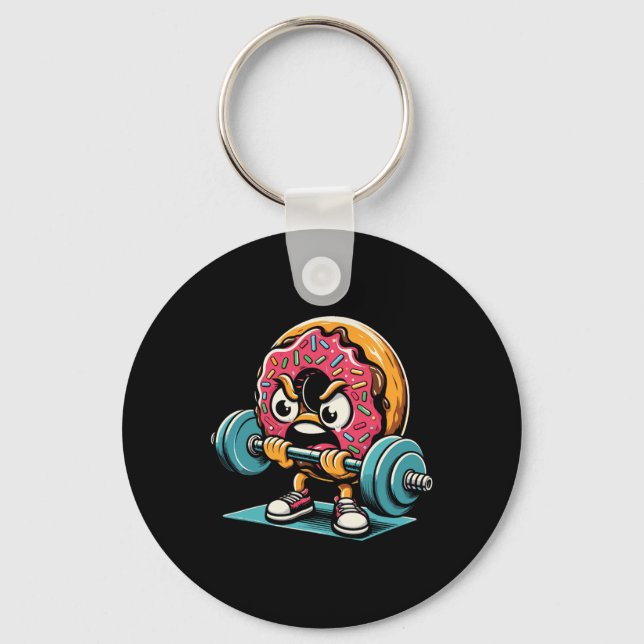 Doughnut Lifting Weights Funny Gym Workout Weightl Key Ring (Front)