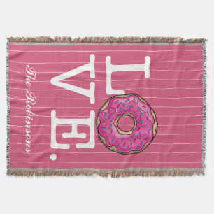 Doughnut Love Funny Throw Blanket
