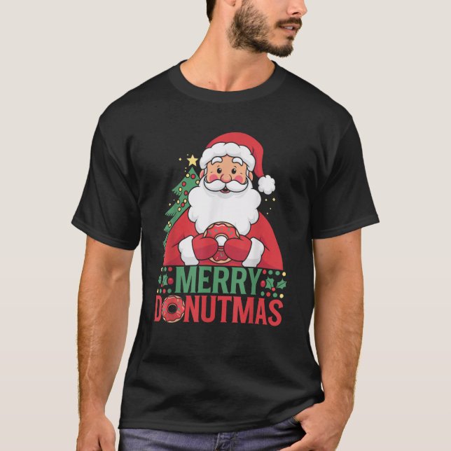 Doughnut Lover Christmas Pyjamas Santa Claus Xmas  T-Shirt (Front)
