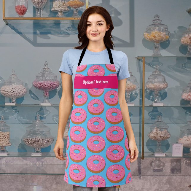 Doughnut Lover  Pink Ring Graphic on Blue / Custom Apron (Creator Uploaded)