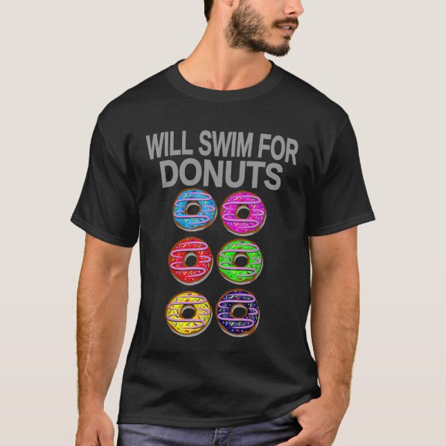 Doughnut Lover Swim Funny Swimming Baking Gym Food T-Shirt (Front)