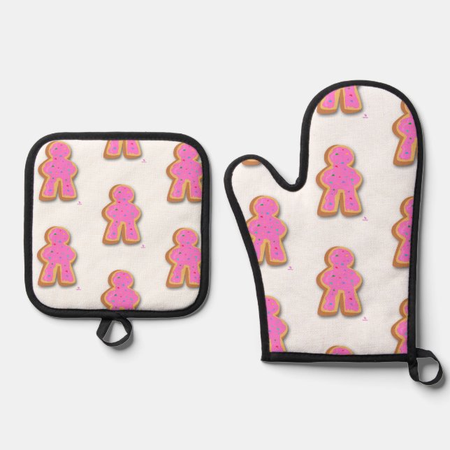 Doughnut Meeple Fun Board Game Piece Art Oven Mitt & Pot Holder Set (Front)