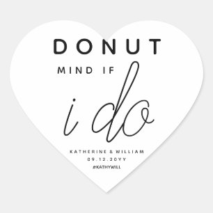 Doughnut Mind If I Do Custom Wedding Favour Heart Sticker