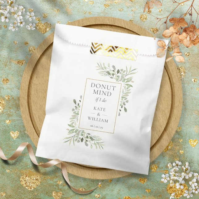 Doughnut Mind If I Do Greenery Foliage Wedding Favour Bags (Donut Mind If I Do Greenery Foliage Wedding Favor Bag)