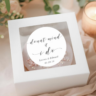 Doughnut Mind If I Do Wedding Doughnut Favour Classic Round Sticker