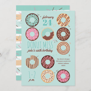 Doughnut Miss Boy's Doughnut Birthday Party Invita Invitation