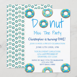 Doughnut Miss The Party 1st Birthday Invitation